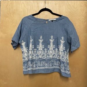 Embroidered blue summer shirt